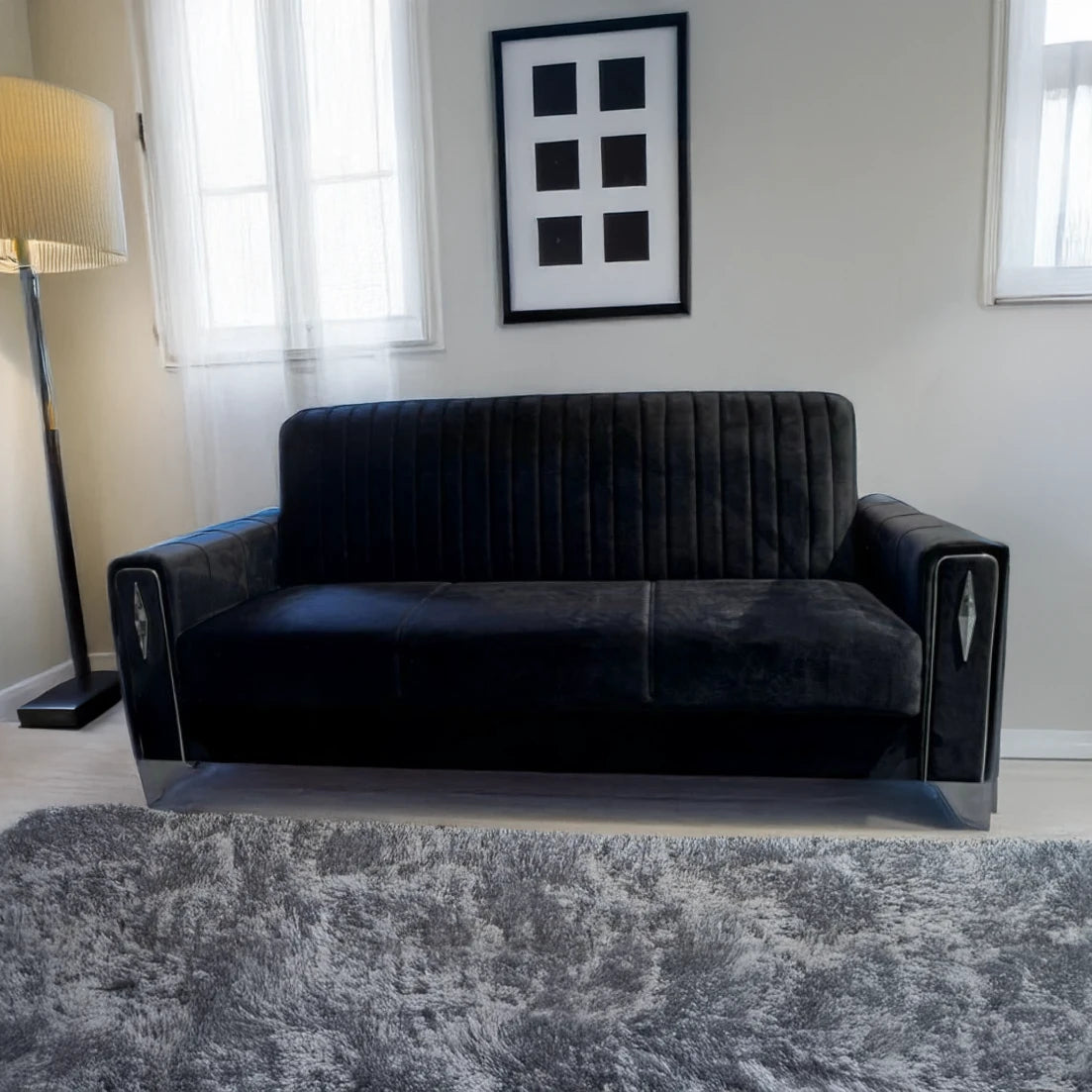 Diamond Elegant Black 3 Seater Sofa