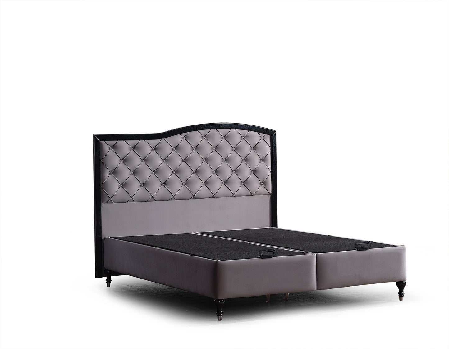 Fancy Upholstered Bed with Headboard and Base Boards