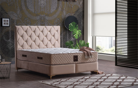 Lilit Upholstered Bed with Headboard and Base Boards