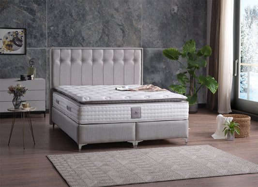 ANGEL Upholstered Bed with Headboard and Base Boards