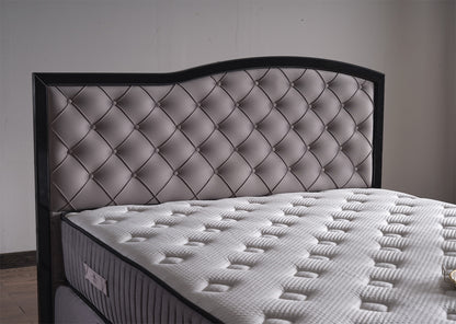 Fancy Upholstered Bed with Headboard and Base Boards