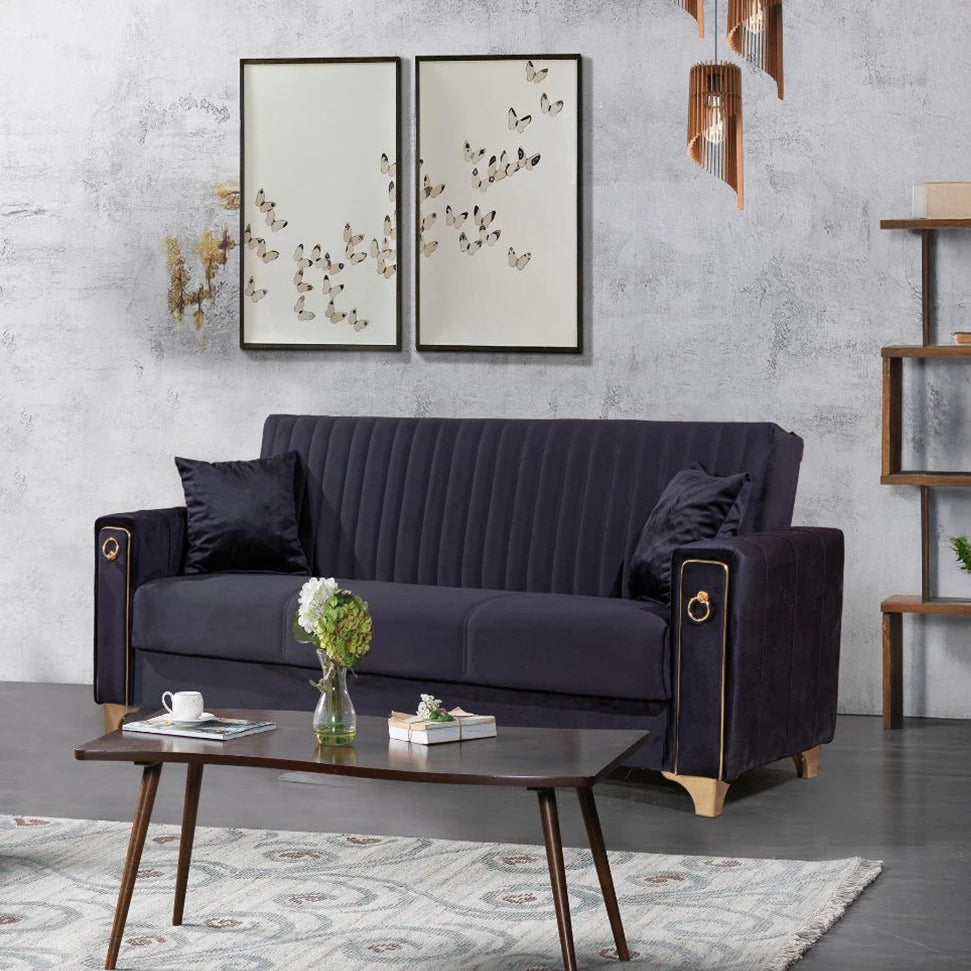 Violet 2 Seater Black Sofa