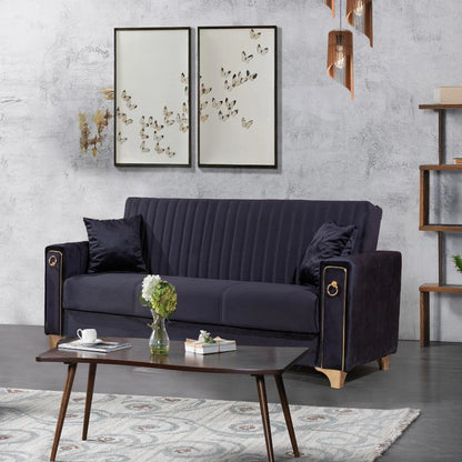 Violet 3+2 Black Sofa Set