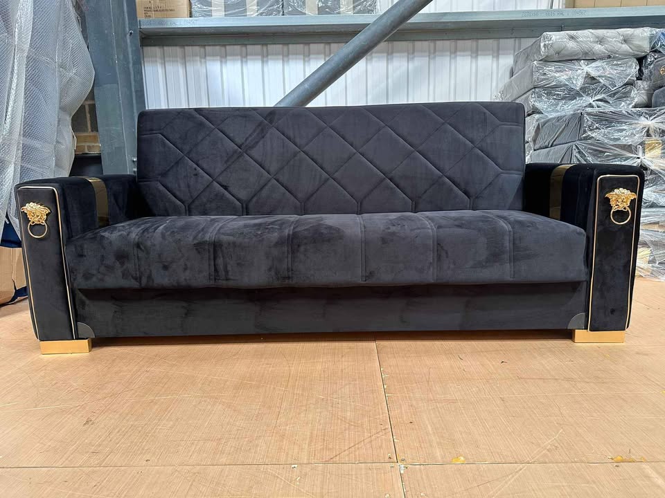 Lion Modern Black 3 Seater Sofa