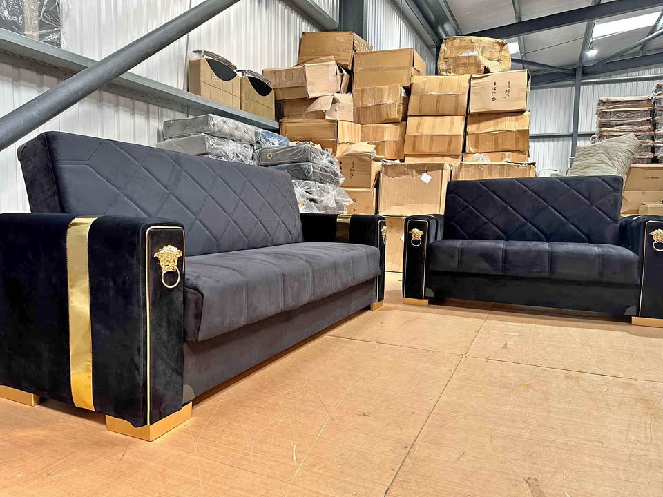 Lion Modern Black 3 Seater Sofa