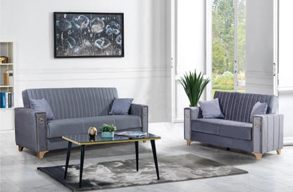 Violet 2 Seater Gray Sofa