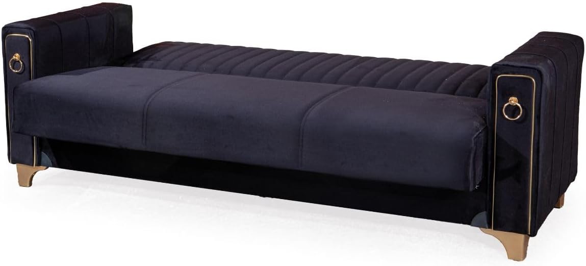 Violet 3 Seater Black Sofa