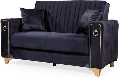 Violet 3 Seater Black Sofa