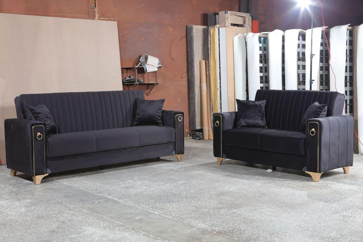 Violet 3 Seater Black Sofa