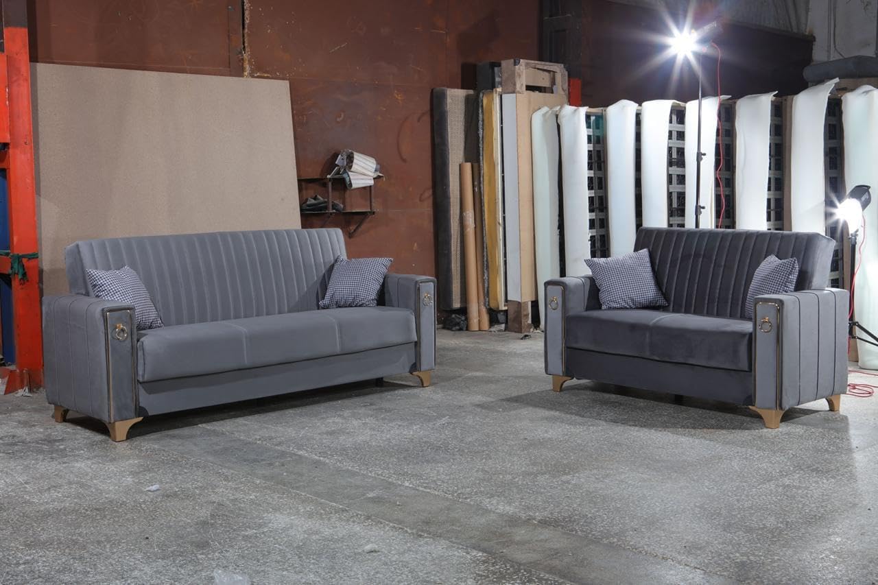 Violet 2 Seater Gray Sofa