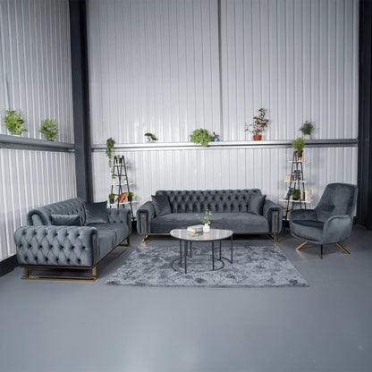 Tokio Elegant Dark Gray 3+2 Sofa Set