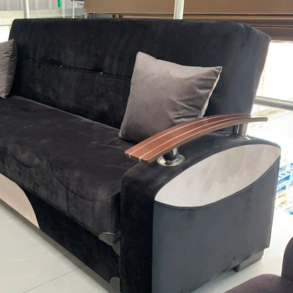 D-Arm Comfortable Black 3 Seater Sofa