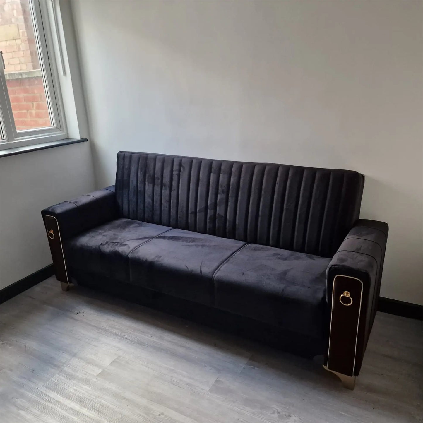 Violet 3 Seater Black Sofa