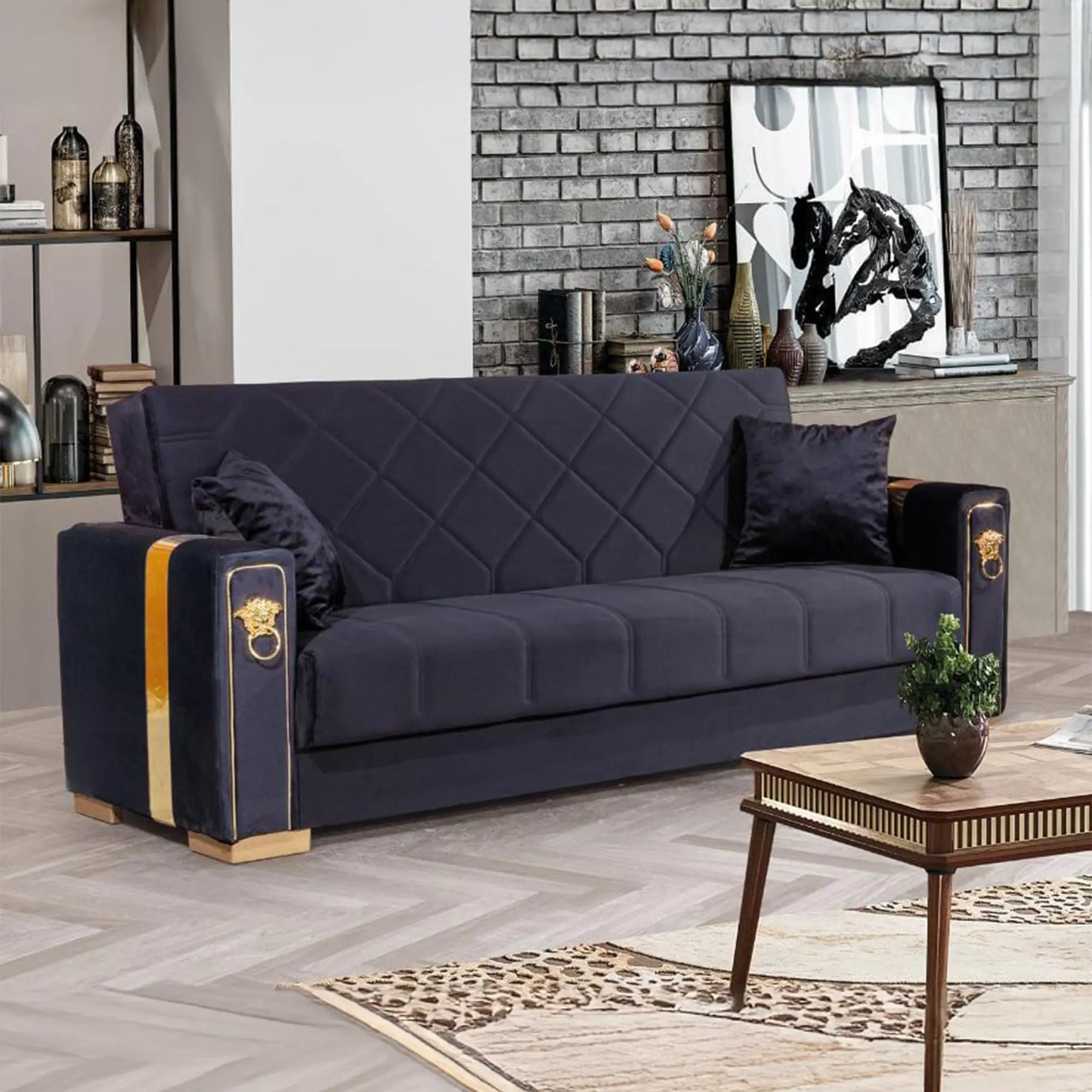 Lion Modern Black 3+2 Seater Sofa Set