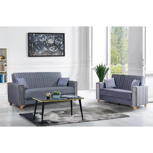 Violet 3 Seater Gray Sofa