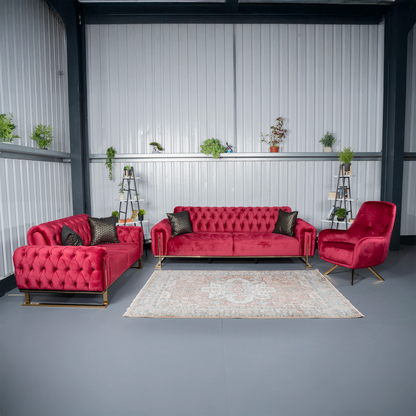 Tokio Elegant Dark Red 3+2 Sofa Set