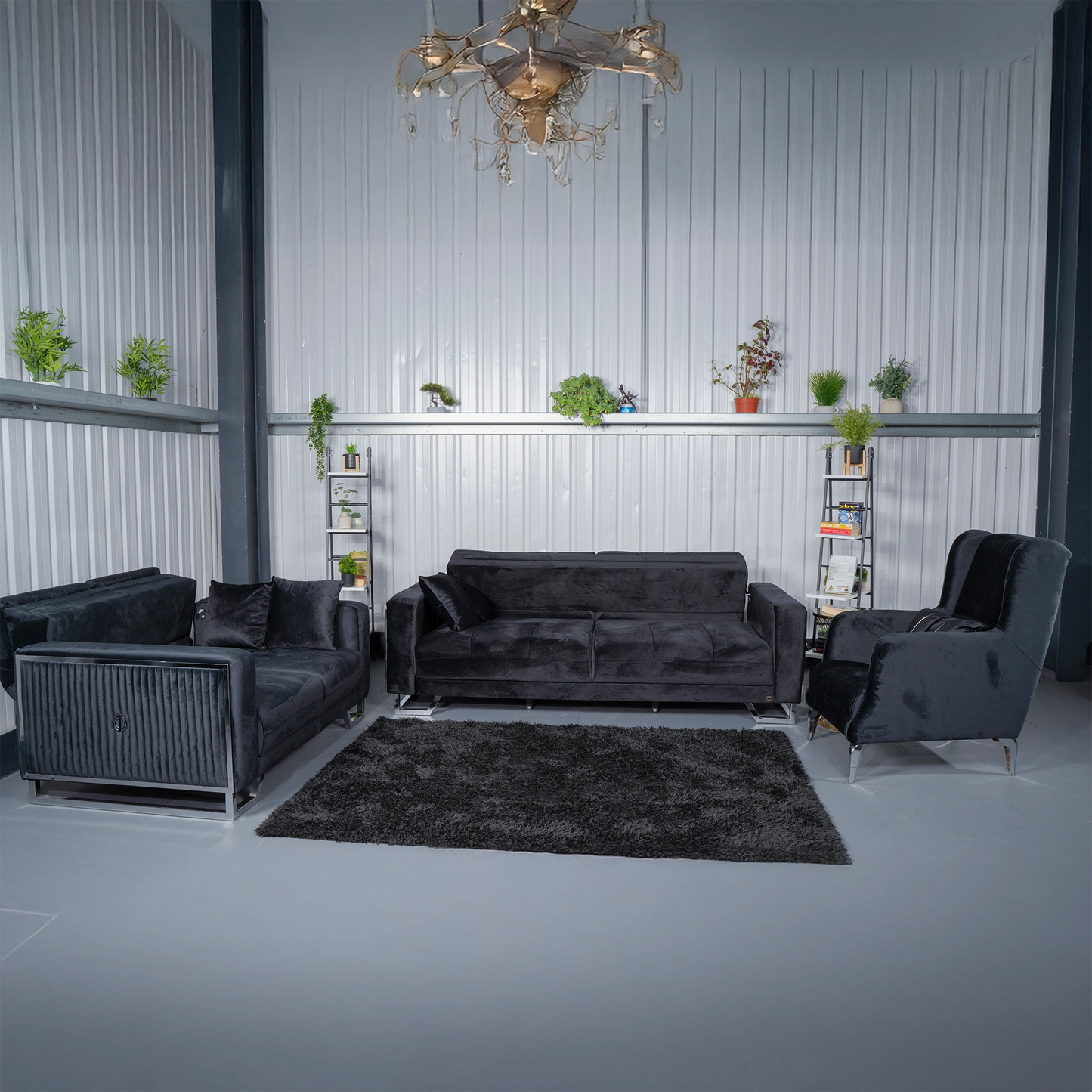 Lorena Elegant Black 3+2+1 Sofa Set