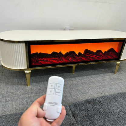 Full Screen Remote Controlled TV Unit- White/Gold