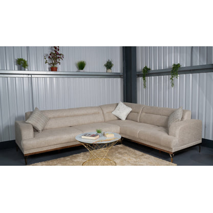 Venture Corner Sofabed Beige - Bronze Metal Leg