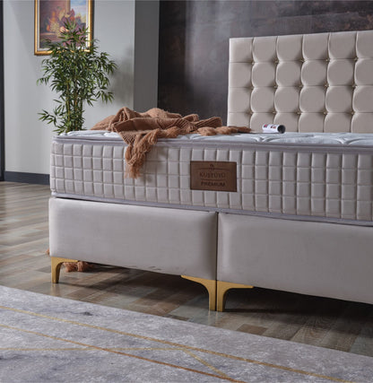 Upholstered Bed with Headboard and Base Boards