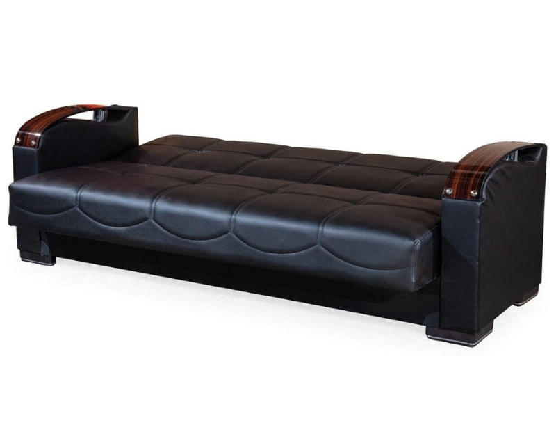 Leather 3+2 Seater Sofa Set - Black