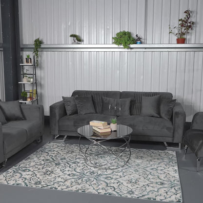 Tokio Elegant Dark Gray 3+2+1 Sofa Set