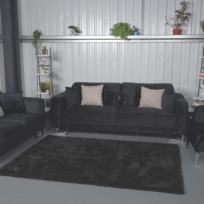 Lorena Elegant Black 3+2 Sofa Set