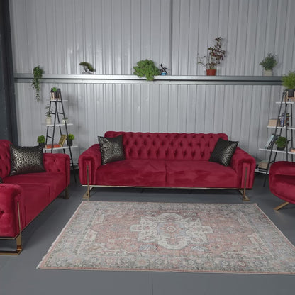 Tokio Elegant Dark Red 3+2+1 Sofa Set