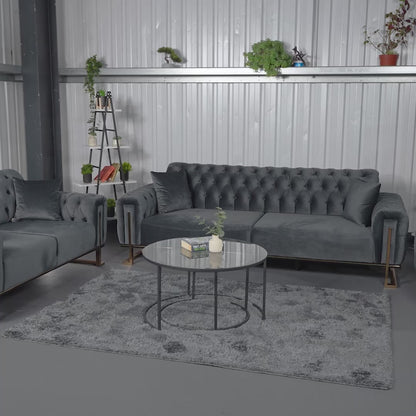 Lorena Elegant Dark Gray 3+2+1 Sofa Set