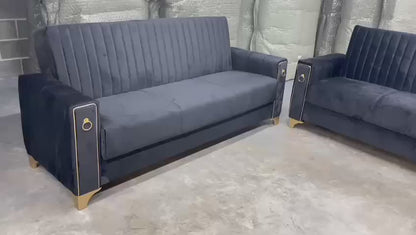 Violet 3 Seater Black Sofa